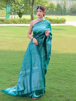 Rama Green Saree in Pure Kanjeevaram Silk