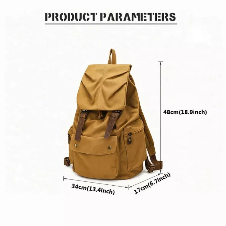 Retro Casual Canvas Travel Backpack 17 Inch Laptop Daypacks(Khaki)