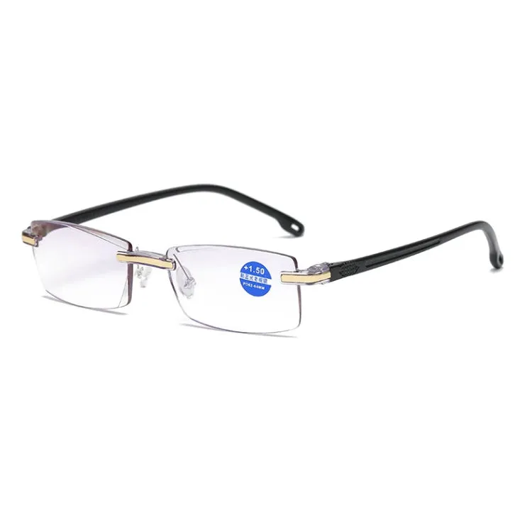 Rimless Anti Blue-ray Blue Film Lenses Presbyopic Glasses,  2.50D(Black)