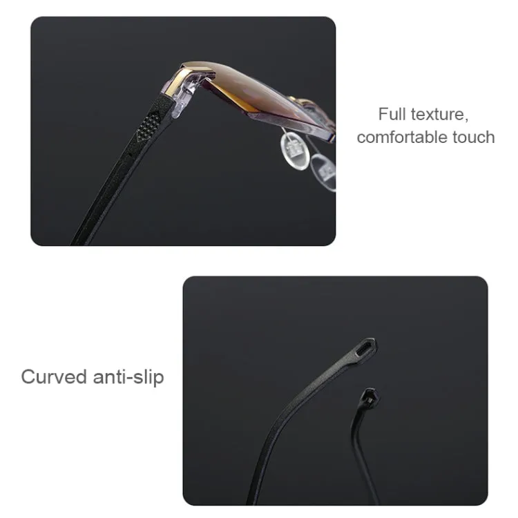 Rimless Anti Blue-ray Blue Film Lenses Presbyopic Glasses,  2.50D(Black)