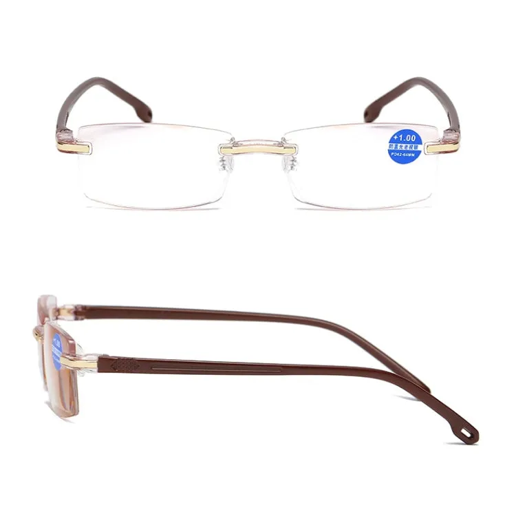 Rimless Anti Blue-ray Blue Film Lenses Presbyopic Glasses,  2.50D(Black)