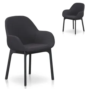 Set of 2 - Arias Fabric Dining Chair - Black