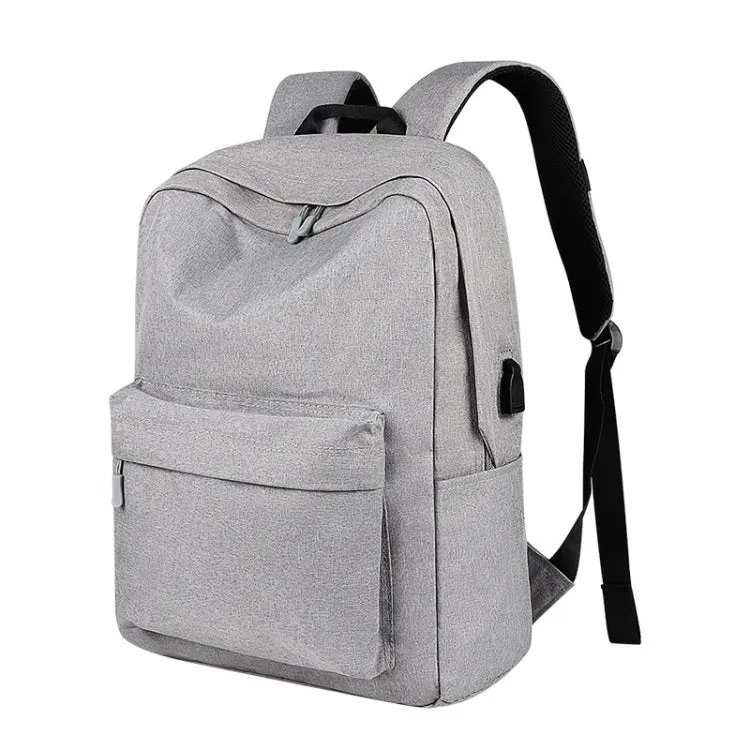 SJ15 Casual Waterproof Backpack with USB Charging Function(Grey)