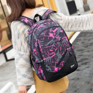 Student Schoolbag Backpack Casual Computer Travel Bag(Rose Red)