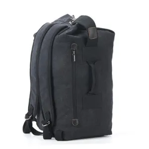 Upgrade Zipper Pockets Outdoor Travel Man Canvas Double Shoulder Backpack Student Schoolbag, Specification: Large Black