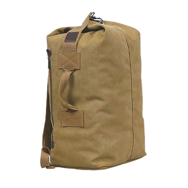 Upgrade Zipper Pockets Outdoor Travel Man Canvas Double Shoulder Backpack Student Schoolbag, Specification: Large Green