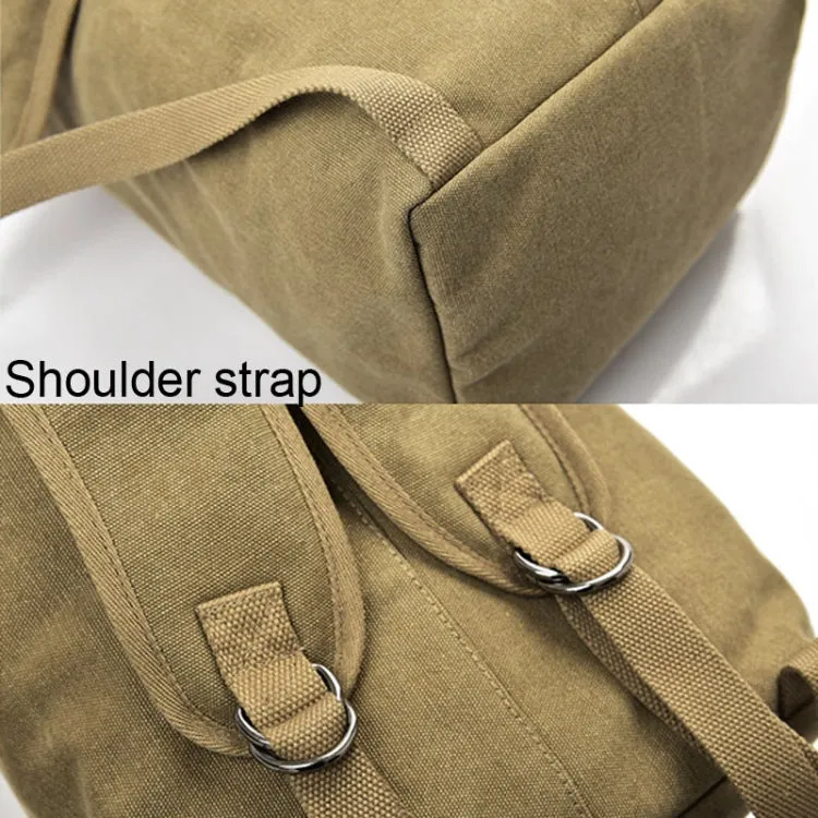 Upgrade Zipper Pockets Outdoor Travel Man Canvas Double Shoulder Backpack Student Schoolbag, Specification: Large Green