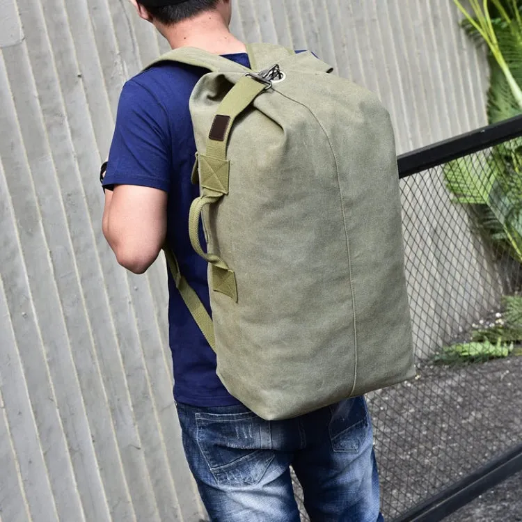 Upgrade Zipper Pockets Outdoor Travel Man Canvas Double Shoulder Backpack Student Schoolbag, Specification: Large Green