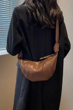 Vegan Leather Croissant Crossbody Shoulder Bag