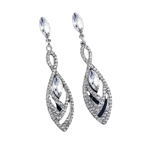 Women Hanging Crystal Long Drop Earrings