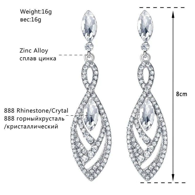 Women Hanging Crystal Long Drop Earrings