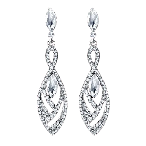 Women Hanging Crystal Long Drop Earrings