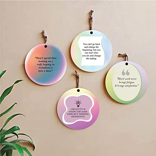 woopme® 4 PCs Motivational Quotes Printed Wall Hanging For Home Living Room Office Restaurant Hall Wall Decor (8 x 8 Inch)